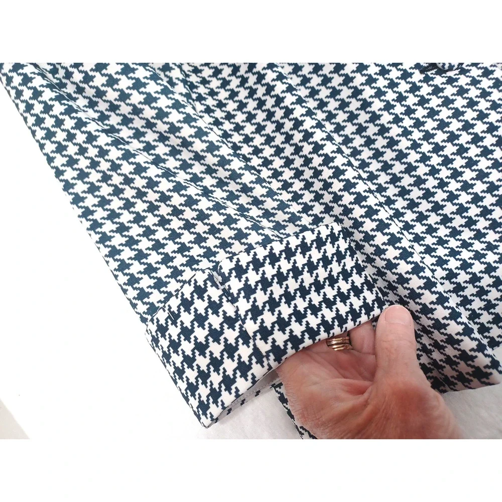 Dressbarn VTG Women's Blk Wht Houndstooth Check Blazer Sz L 3/4 Sleeve USA*READ
